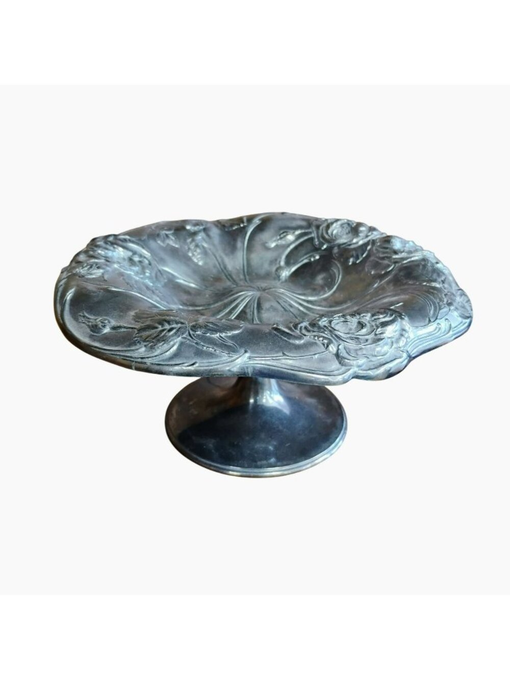 Antique Pairpoint Quadruple Silver Plate Pedestal Compote Dish 1467 Floral